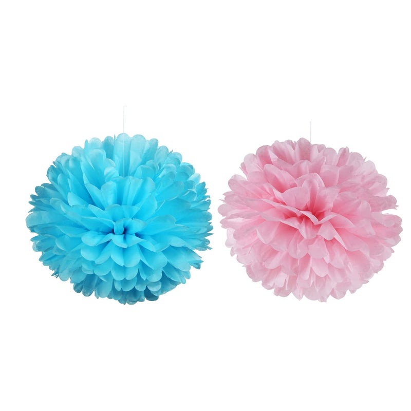 Adeer 14" Pink and Blue Tissue Pom Poms Kit DIY Decorative Paper Flowers for Baby Shower Boy or Girl Gender Reveal Party Wedding Backdrop Birthday Party Nursery Hanging Decorations, Pack of 10 - Image 4